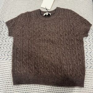 Short Sleeve Cable Knit Sweater